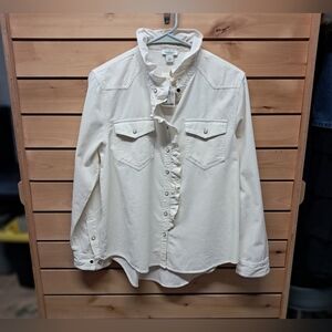 Sundance Ruffle Button Down Top NWT Size S